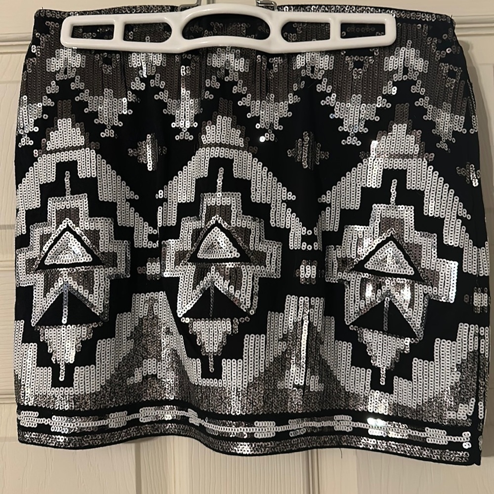 Express black sequin skirt